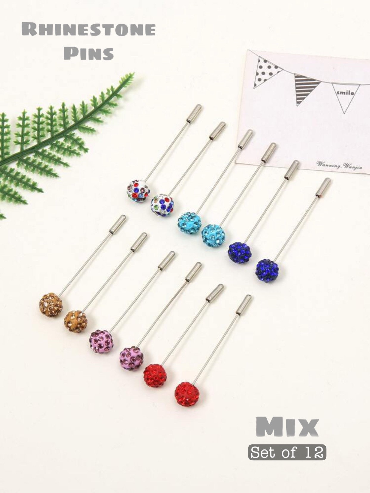 Safety Pins and Clips Set of 12 Hijab Accessories pearl and