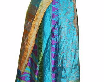 Wrap Skirt, Printed Silk sari wrap skirt, Beach Skirt, Bohemian Skirt, Sari Wrap Skirt, Wrap Skirt for Women