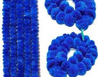 Blue Marigold Flower Garlands Decorative Flowers Strings gardan decoration beutifull garlands