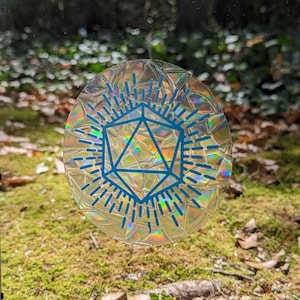 D&D D20 Suncatcher Window Cling | Reusable Window Sticker | D20 Suncatcher | Rainbow Decal