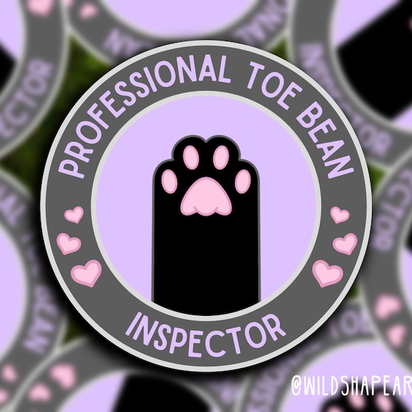 Professional Toe Bean Inspector Black Paw Sticker | Toe Bean Sticker, Black Cat Sticker, Water Bottle Sticker, Laptop Sticker