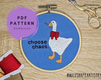 Choose Chaos - PDF Embroidery Pattern, Untitled Goose Game