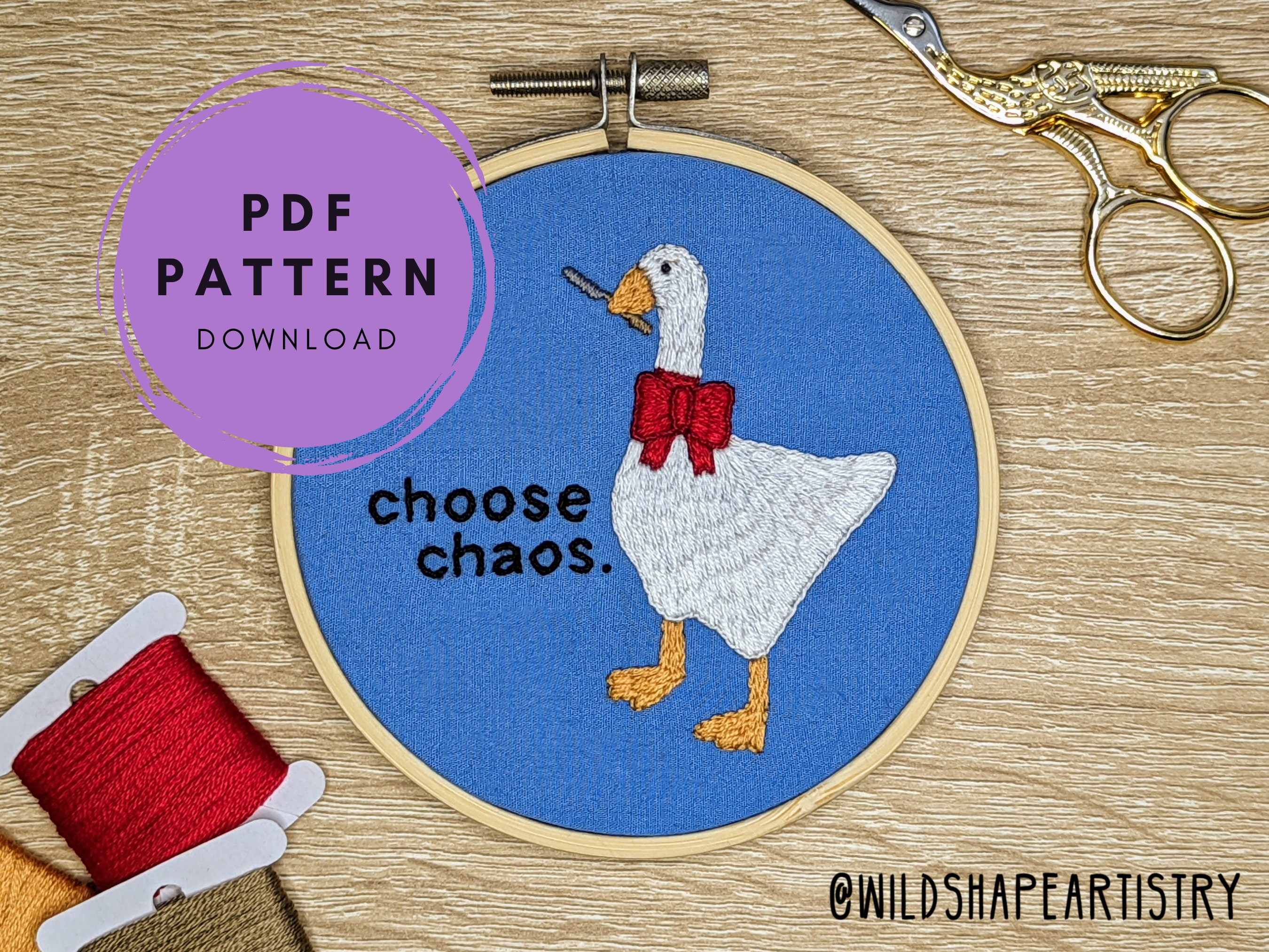 Choose Chaos PDF Embroidery Pattern Untitled Goose Game -  Israel