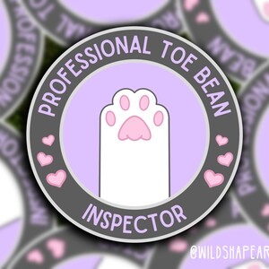 Professional Toe Bean Inspector White Paw Sticker | Toe Bean Sticker, White Cat Sticker, Water Bottle Sticker, Laptop Sticker