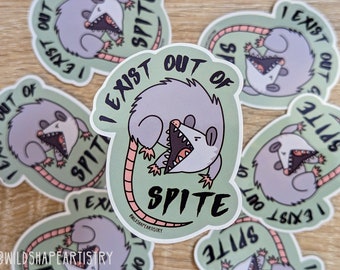 I Exist Out of Spite Possum Sticker | Possum Sticker, Water Bottle Sticker, Laptop Sticker