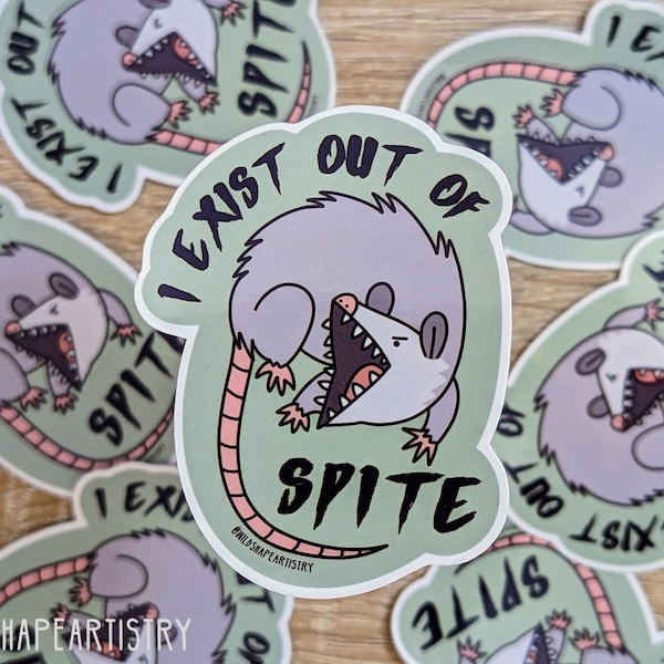 I Exist Out of Spite Possum Sticker | Possum Sticker, Water Bottle Sticker, Laptop Sticker