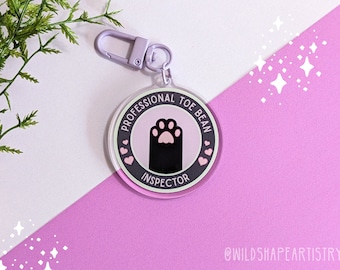 Professional Toe Bean Inspector Black Paw Acrylic Keychain || Toe Bean Keychain, Cat Paw Acrylic Charm, Cat Lover Keychain