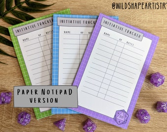 Initiative Tracker Notepad/Dry Erase DM Tool | D&D 5e DM Tool