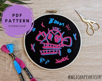 Jinx Graffiti - PDF Embroidery Pattern, Arcane, Jinx Embroidery Pattern PDF, Beginner Embroidery Pattern