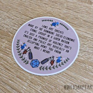 Laws Are Threats Sticker | DnD Sticker, Water Bottle Sticker, Laptop Sticker, Dimension 20 image 3