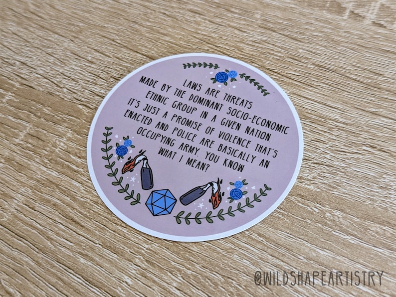 Laws Are Threats Sticker | DnD Sticker, Water Bottle Sticker, Laptop Sticker, Dimension 20 image 3