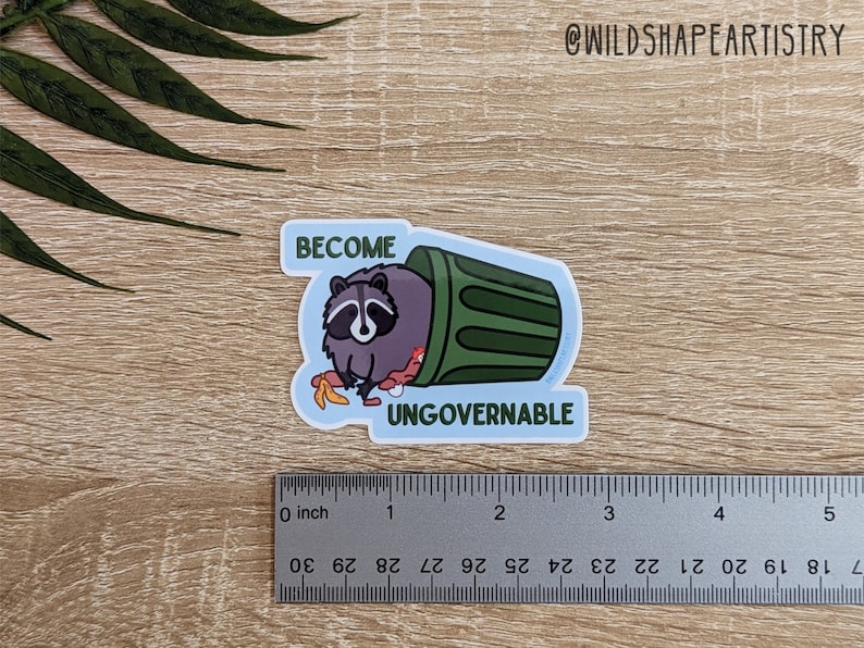 Become Ungovernable Raccoon Sticker | Raccoon Sticker, Water Bottle Sticker, Laptop Sticker image 2