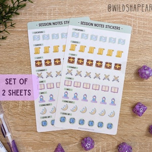 D&D Session Notes Stickers || TTRPG Notetaking Tools, DnD Tools, DnD Stickers, Campaign Notes Stickers, Neurodivergent TTRPG Tools