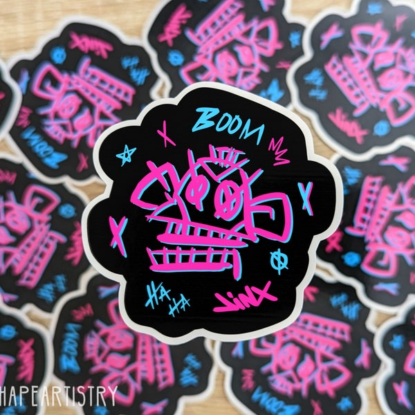 Jinx neon-graffiti-sticker | Arcane sticker, League of Legends sticker, waterfles sticker, laptop sticker
