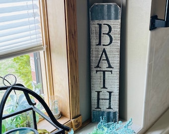 Bathroom Wall Decor Sign -  Bath Decor -  BATH -  Vertical Bath Wood Sign -  Rustic Farmhouse Bath Decor