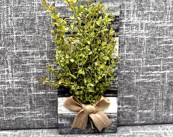 Farmhouse Wall Decor Rustic Style Modern Farmhouse Home Decoration Wood Accent Hanging Burlap Bow Greenery Piece Slated Kitchen Display