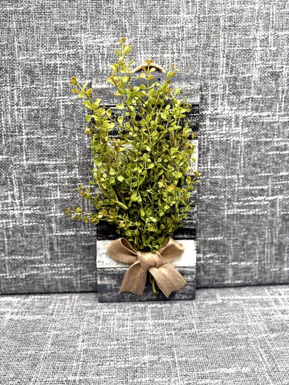 Farmhouse Wall Decor Rustic Style Modern Farmhouse Home Decoration Wood Accent Hanging Burlap Bow Greenery Piece Slated Kitchen Display