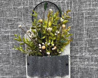 Handmade Floral Wall Plaque: Repurposed Tin Rustic Home Decor