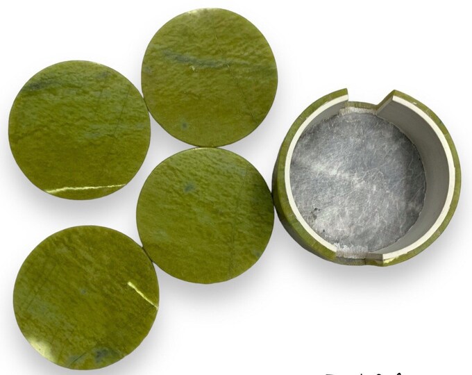 4 Pcs Great Quality Green King Shah Maqsood Jade Round Coasters - Green Shah Maqsood - Round Coasters - Jade Round Coasters 740 Grams