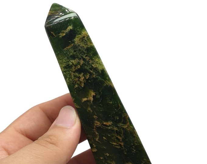 250g Beautiful Green Jade Tower - Jade Tower - Green Jade Obelisk - Jade Green Tower - Jade Stone Tower - Jade Stone Obelisk - Jade Obelisk