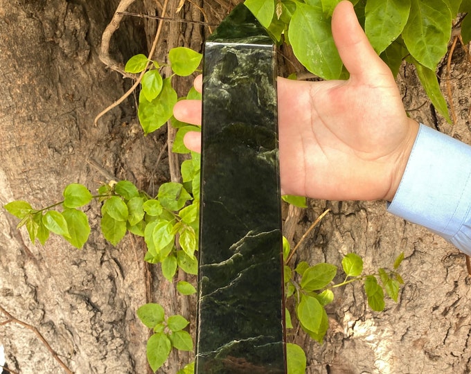 3900g Nephrite Jade Tower - Nephrite Jade - Nephrite Jade Tower - Nephrite Jade Obelisk - Nephrite Tower - Jade Stone Tower - Green Nephrite