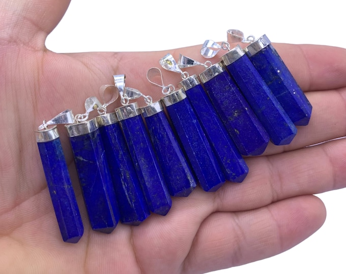 10 Pcs Best Quality Blue Color Pendants - Lapis Crystals - Healing Stone - Lapis Pendants - Lapis Lazuli Pendants 58 Grams