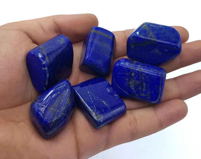190 Grams Lapis Lazuli Tumbles -  Lapis Lazuli -  Lapis  -  Lapis Tumbles -  Lapis Tumble -  Lapis Lazuli Tumble, Blue Lapis Tumbles 6 Pcs