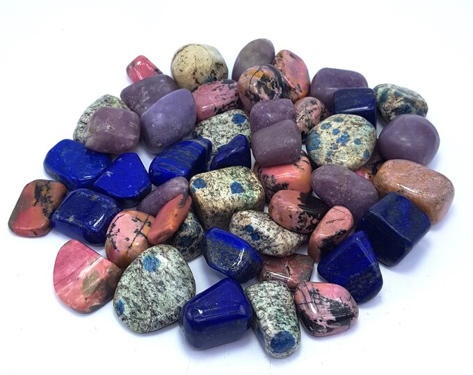 Amazing Quality  Mix Stones Lot - Lapis Lazuli Tumbles - K2 Tumbles - Lepidolite  Tumbles- Rhodonite Tumbles, Mix Stones Crystals 1060 Grams