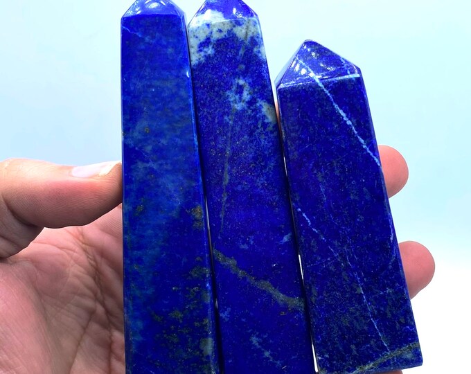 3 Pcs Great Quality Blue Lapis Lazuli Tower - Obelisk Lapis Tower - Lapis Lazuli Obelisks - Lapis Crystals 510 Grams