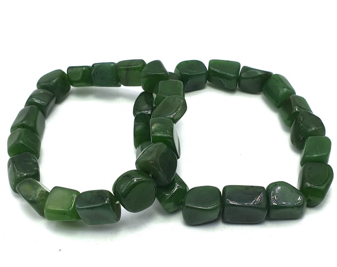 2 Pcs Green Color Beautiful Nephrite Jade Bracelets 91 Grams