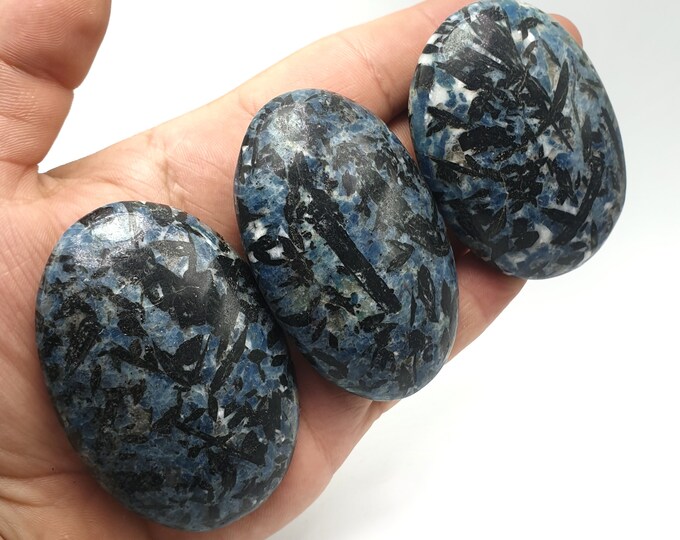 3 Pieces Top Quality Apatite Palms - Massages - Blue Apatite Palms - Apatite Massages - Apatite Palms Stone 385 Grams