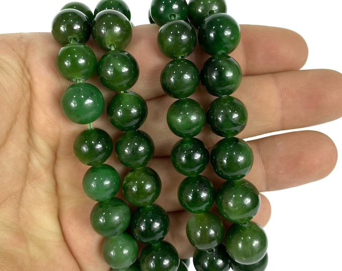 Green Top Luster Nephrite Jade Beads Bracelet, Jade Bracelet, Nephrite Bracelet, Nephrite Beads Bracelet, Jade Bead Bracelet, Nephrite Jade