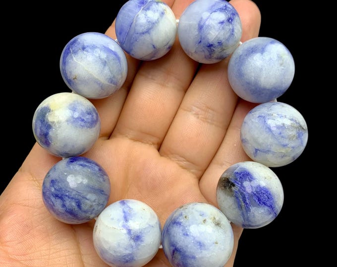 165g Blue Afghanite Stone Bead Bracelet: Polished Gemstone Jewelry