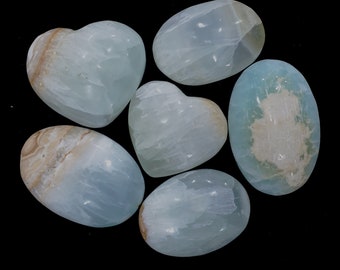 Blue Caribbean Calcite Palms & Hearts - 500 Grams