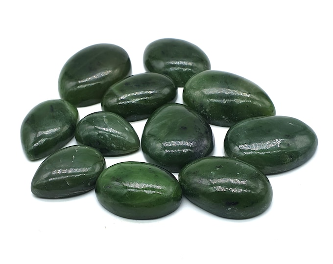 Beautiful Green Nephrite Jade Cabochons 219 Grams