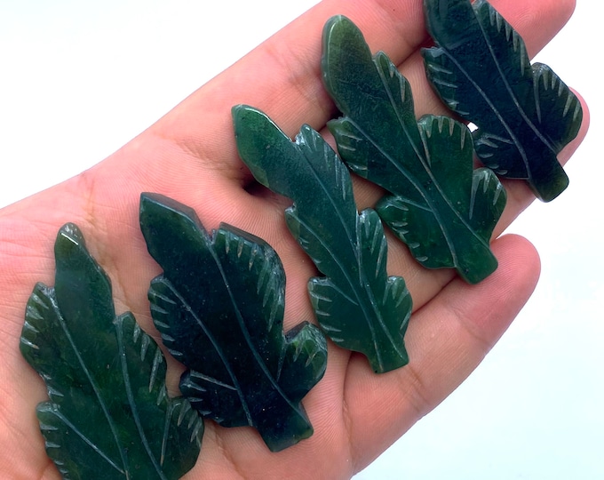 5 Pcs Best Quality Nephrite Jade Leaves 89 Grams