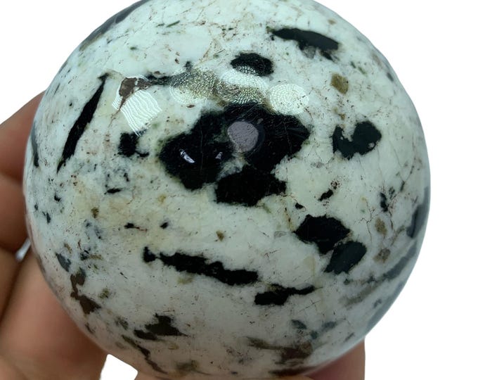 Great Quality Black Tourmaline on Quartz Ball, Sphere Gemstones