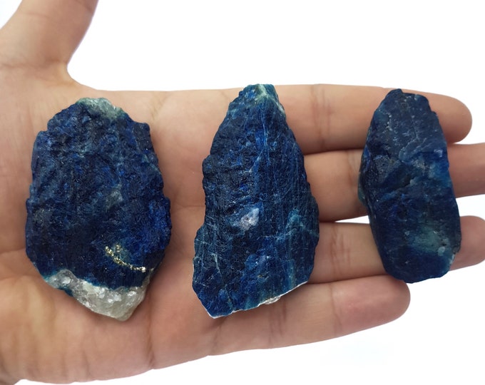 3 Pcs Top Quality Blue Color Fluorscent  Sodalite Raw Crystals  - Blue Sodalite - Sodalite Crystals 167 Grams