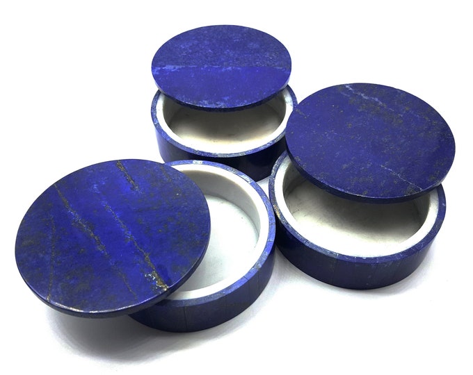 Lapis Lazuli Round Box Set - Lapis Round Boxes Set - Lapis Lazuli, Lapis Lazuli Boxes - Lapis Lazuli Box - Lapis Box - Lapis Decoration Box