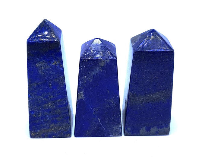 815 Grams Amazing Quality Blue Lapis Lazuli Tower - Obelisk Lapis Tower - Lapis Lazuli Obelisks - Lapis Crystals 3 Pcs