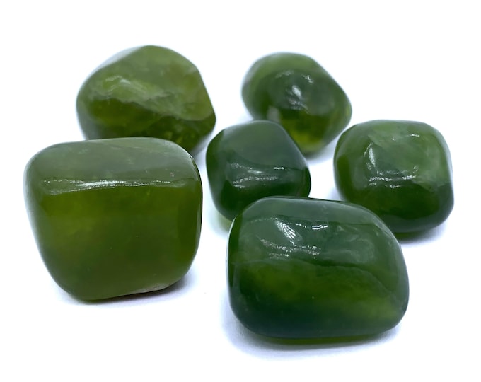 6 Pcs Amazing Quality Green Jade Tumbles  - Jade Tumble Crystals - Green Jade Tumbles 140 Grams