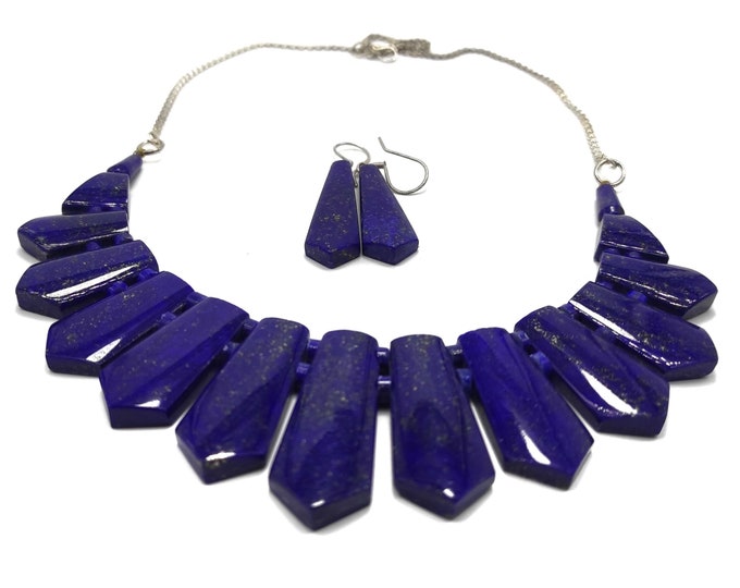 Beautiful Lapis Lazuli Necklace And Earrings Set