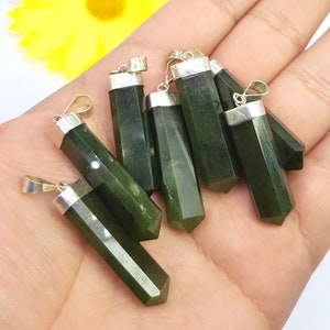 7 Pcs Top Quality Green Nephrite Jade Pendants - Nephrite Jade Crystals - Green Nephrite Jade - Nephrite Pendants 50 Grams