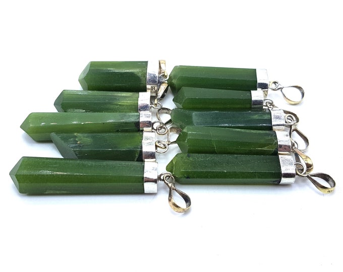 Natural Green Color Tremolite Pendants 10 Pieces