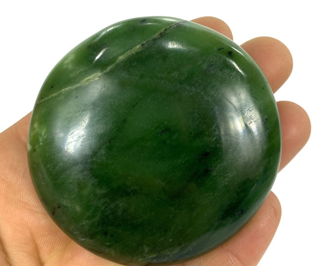 Beautiful Green Color Nephrite Jade Oval Palm - Massage - Nephrite Palm - Jade Massage - Nephrite Jade Oval Massage