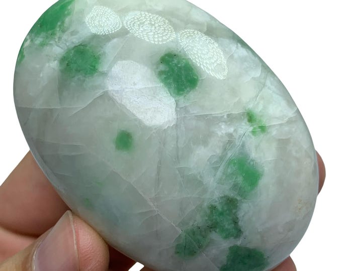 Polished Hydrogrossular Garnet Palmstone: Green Gemstone Palmstone