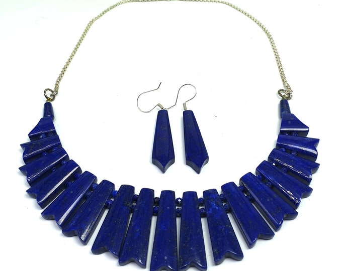 Lapis Lazuli - Lapis Necklace With Earrings - Lapis Necklace - Lapis Lazuli Necklace - Lapis Stone - Healing Stone,Lapis Stone Necklace