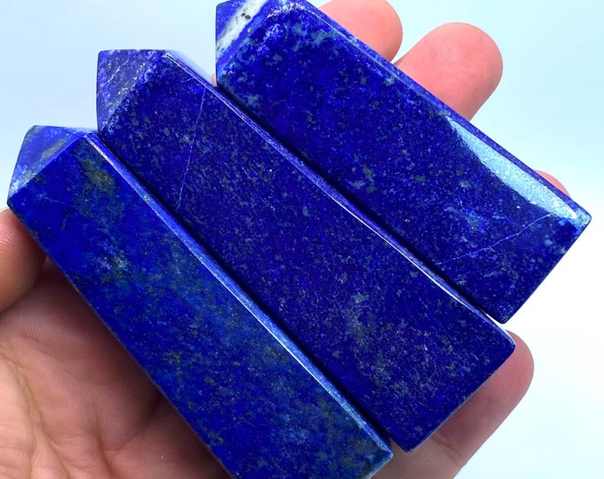 3 Pcs Beautiful Quality Blue Lapis Lazuli Tower - Obelisk Lapis Tower - Lapis Lazuli Obelisks - Lapis Crystals 295 Grams