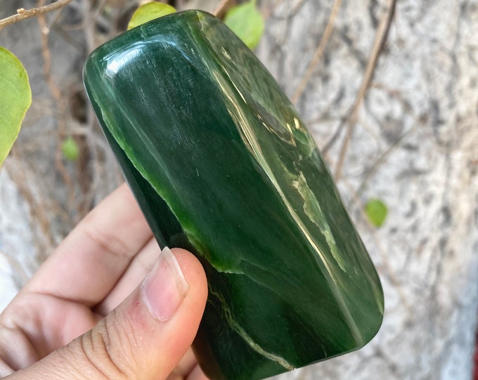 Beautiful Green Nephrite Jade Free Form Tumble  - Nephrite Jade - Nephrite Free Form Crystal  620 Grams