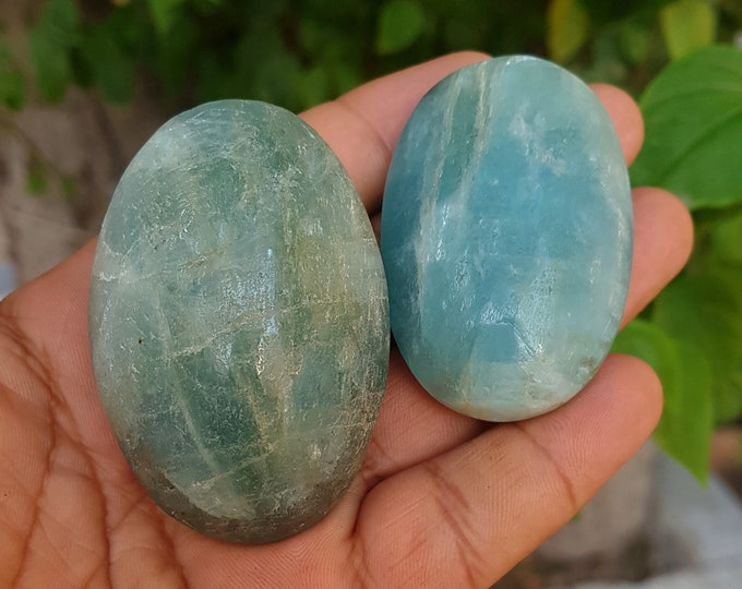 Aquamarine Blue & Gray Color Palm Massage From Afghanistan